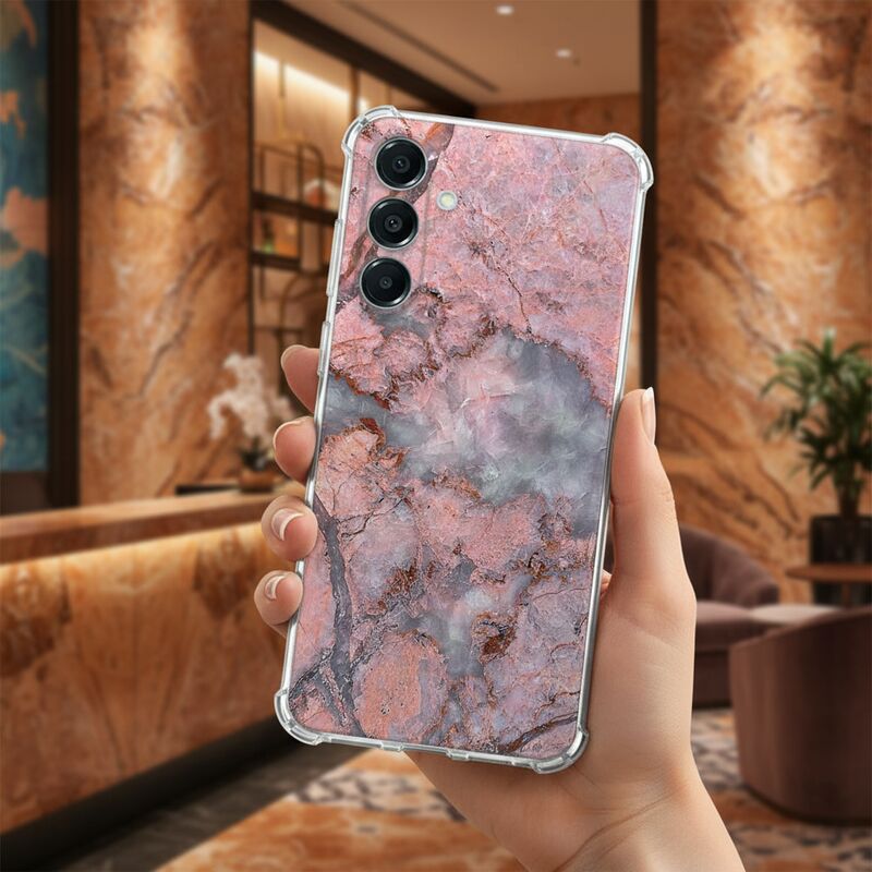 TPU Telefoonhoesje Samsung Galaxy A17 Marmer Oranje schokabsorberende backcover handbeeld