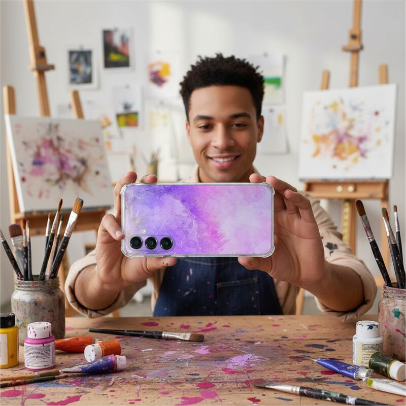 Samsung Galaxy A17 TPU Telefoonhoesje Samsung Galaxy A17 Pink Purple Paint schokabsorberende backcover aanzicht