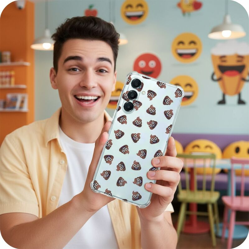 Samsung Galaxy A17 TPU Telefoonhoesje Poep Emojis backcover schokabsorberende aanzicht