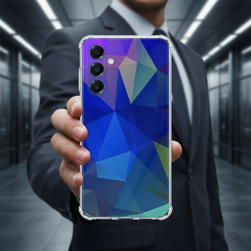 Samsung Galaxy A17 TPU Telefoonhoesje Polygon Dark achterkant
