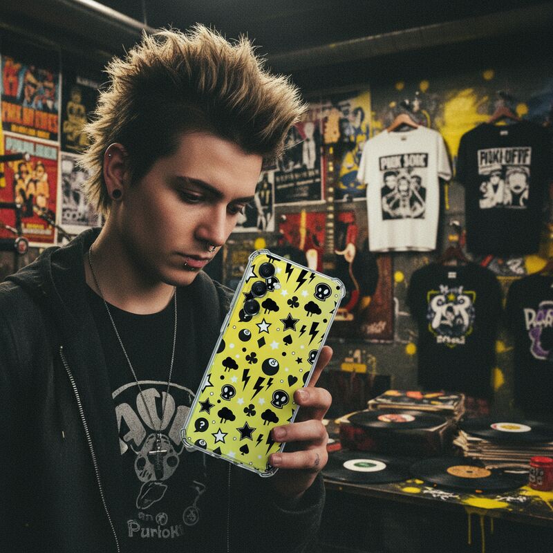 Samsung Galaxy A17 TPU Telefoonhoesje Punk Yellow schokabsorberende backcover aanzicht