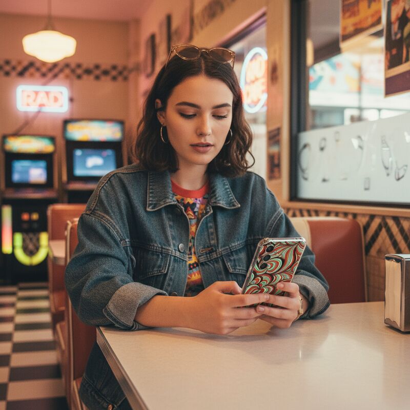TPU Telefoonhoesje Samsung Galaxy A17 - Retro schokabsorberende backcover vrouw retro diner smartphone