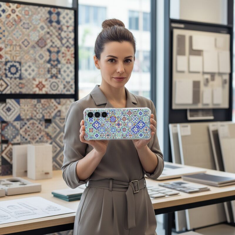 TPU Telefoonhoesje Samsung Galaxy A17 Tiles Color schokabsorberende backcover vrouw showroom