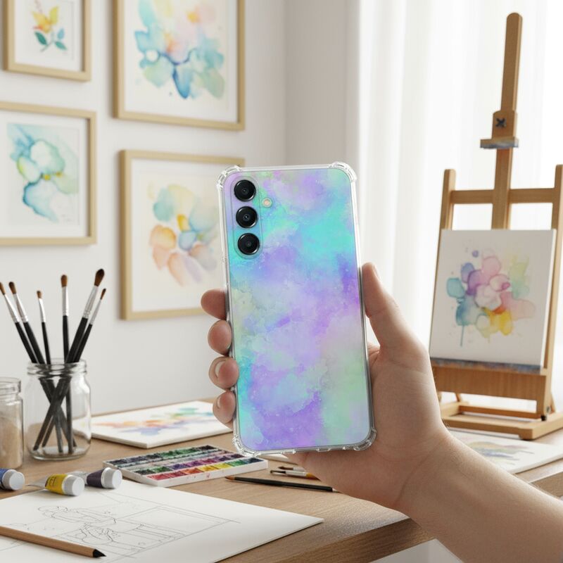 TPU Telefoonhoesje Samsung Galaxy A17 Watercolor Light backcover hand aanzicht