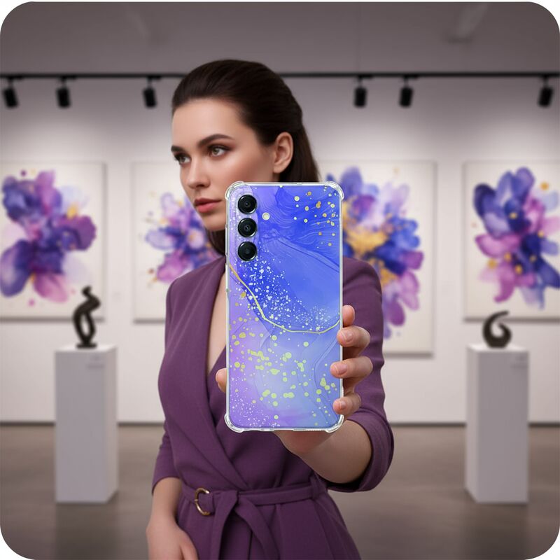 TPU Telefoonhoesje Samsung Galaxy A17 Watercolor Paars schokabsorberende backcover aanzicht