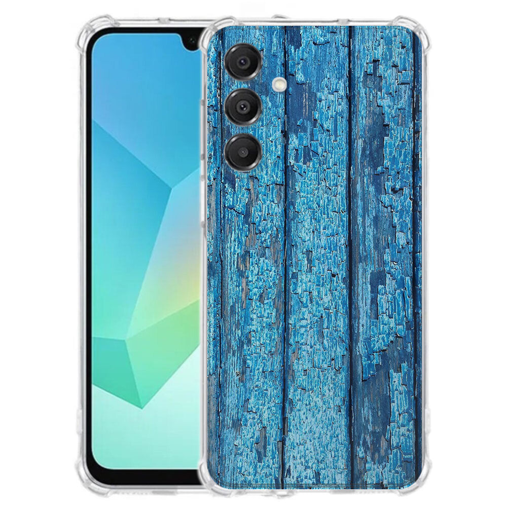 Samsung Galaxy A17 TPU Telefoonhoesje Wood Blue schokabsorberende backcover voorzijde