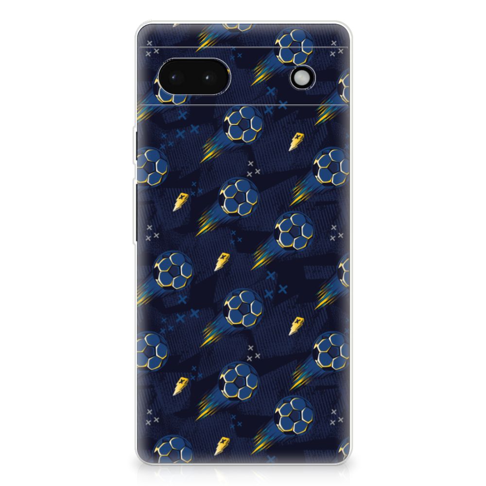 Google Pixel 6A TPU bumper voor Google Pixel 6A Voetbal design blauw