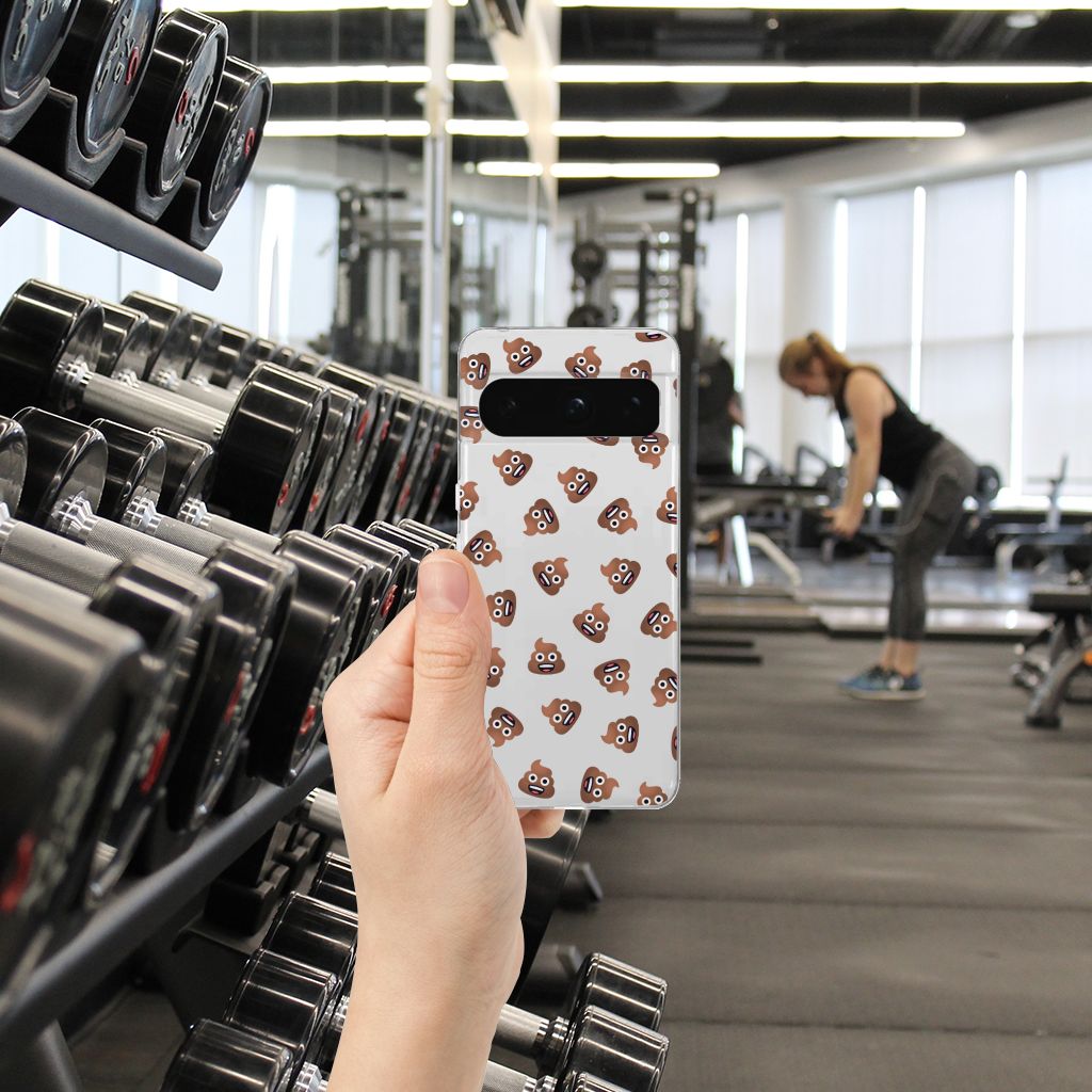Google Pixel 8 Pro TPU bumper voor Google Pixel 8 Pro Poep Emojis achterkant hand sportzaal
