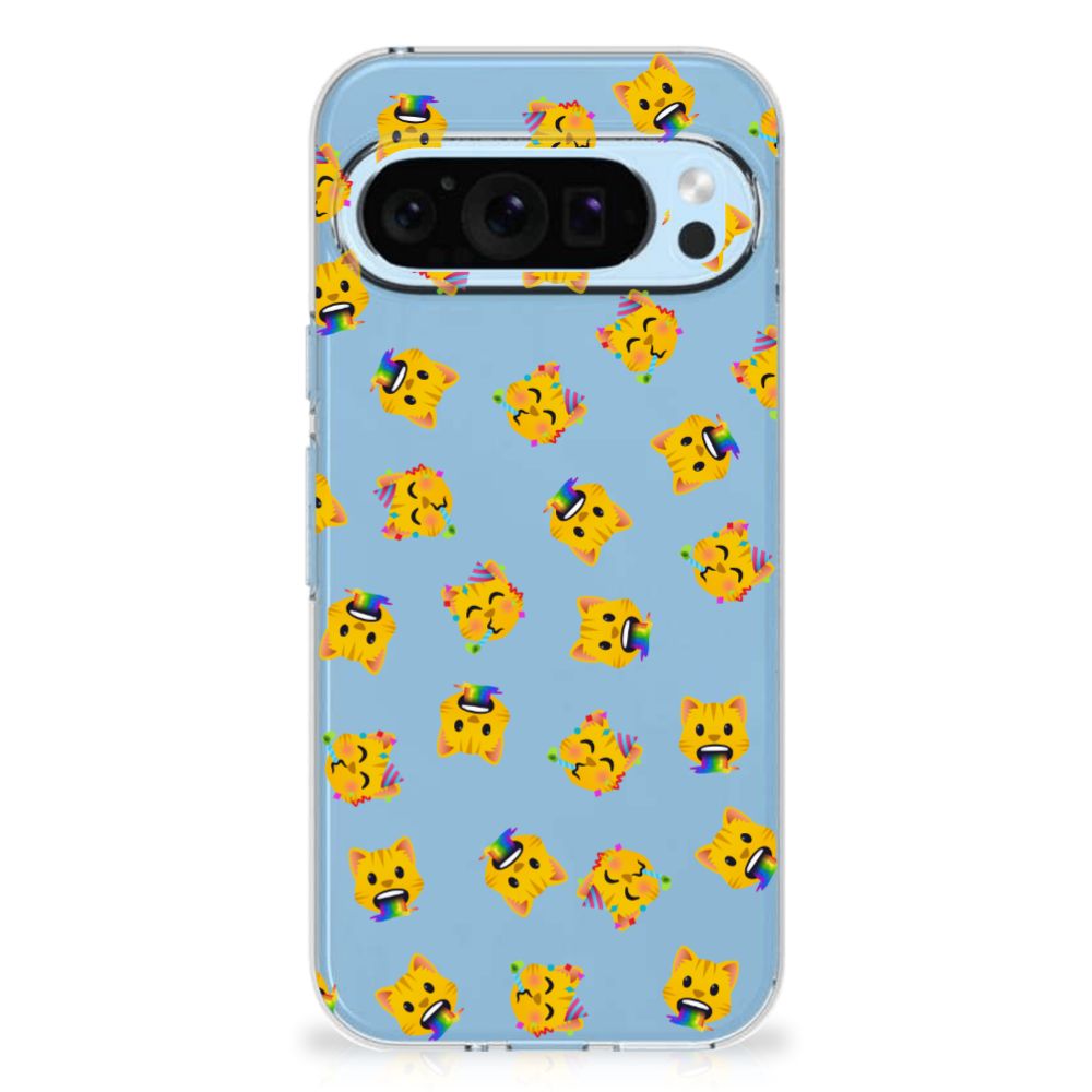 Google Pixel 9 9 Pro TPU bumper Katten Emojis achterkant