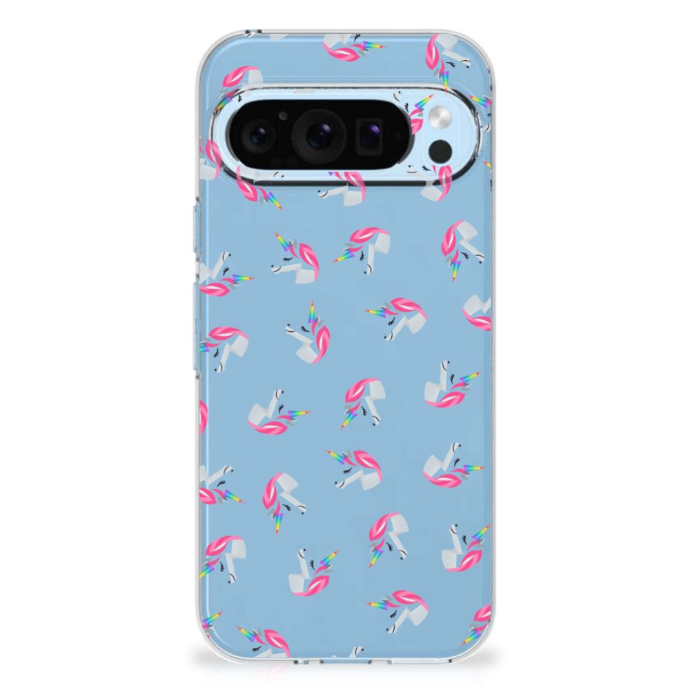 TPU bumper voor Google Pixel 9 | 9 Pro Unicorns unicorns design achterkant