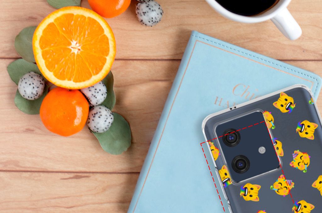 Motorola Edge 40 Neo TPU bumper Katten Emojis achterkant