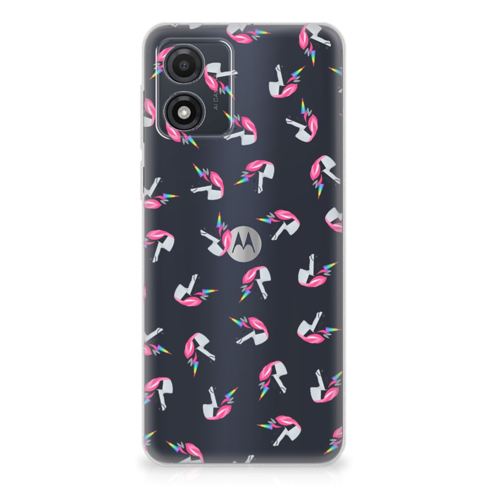 Motorola Moto E13 TPU bumper Unicorns achterkant