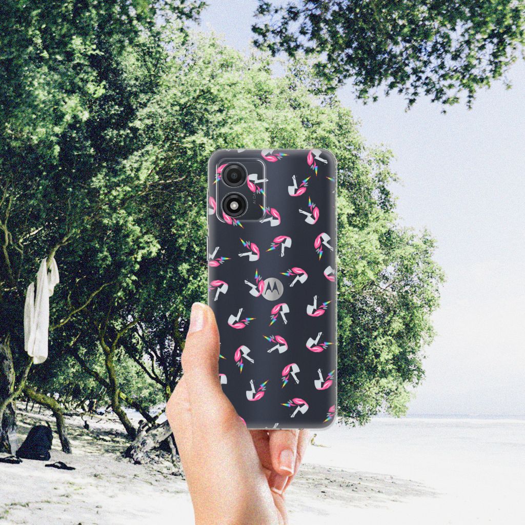 Motorola Moto E13 TPU bumper Unicorns achterzijde