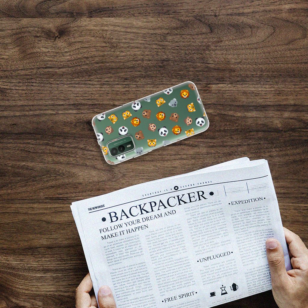 TPU bumper voor Nokia XR21 Dieren Emojis hoesje bovenaanzicht
