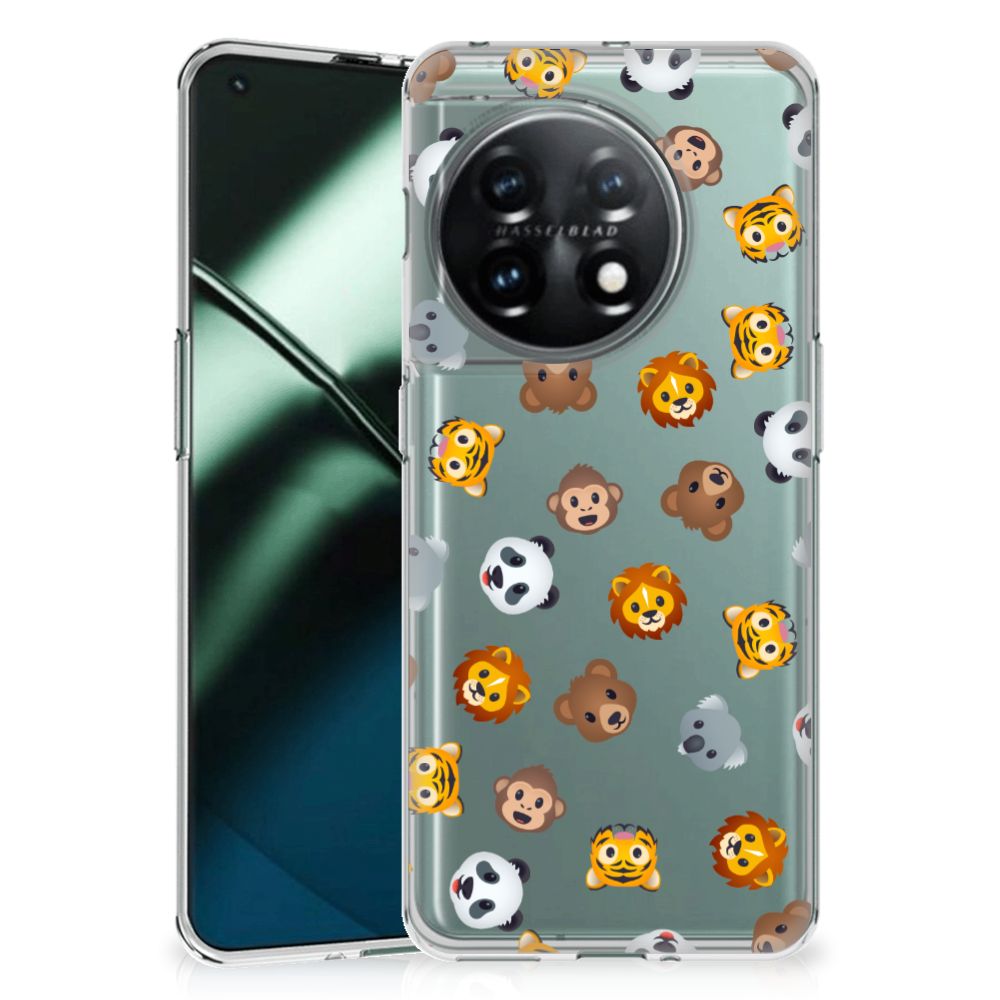 TPU bumper voor OnePlus 11 Dieren Emojis met schattige dierenpictogrammen 🦁🐼🐻 voor gebruiksgemak en bescherming.