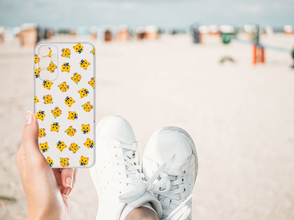 Samsung Galaxy A15 TPU bumper Katten Emojis voorzijde strand