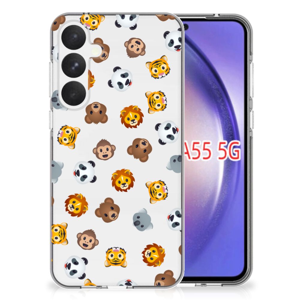 TPU bumper voor Samsung Galaxy A55 Dieren Emojis met schattige dieren emojis zoals leeuw en panda 🦁🐼