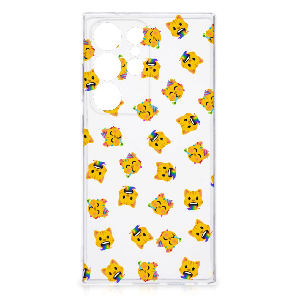 Samsung Galaxy S24 Ultra TPU bumper Katten Emojis achterkant