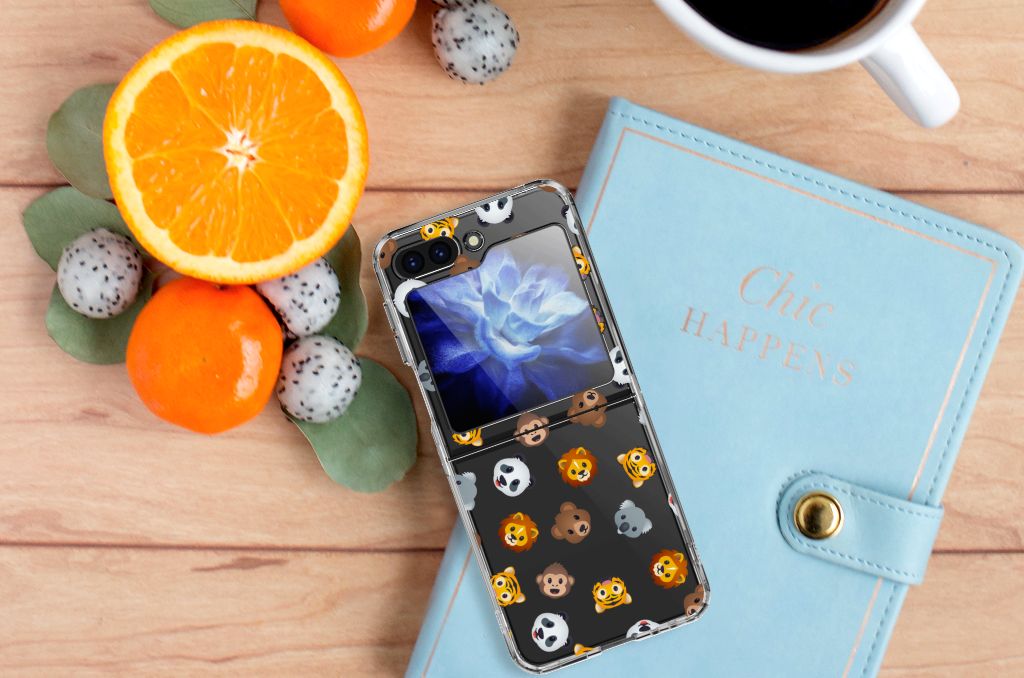 Samsung Galaxy Z Flip 5 TPU bumper voor Samsung Galaxy Z Flip 5 Dieren Emojis boven