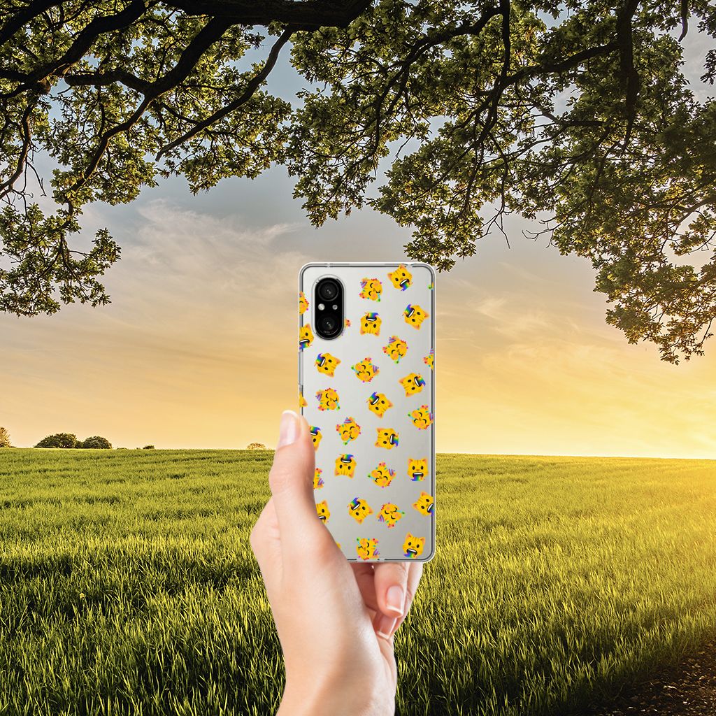 Sony Xperia 5 V TPU bumper voor Sony Xperia 5 V Katten Emojis achterzijde
