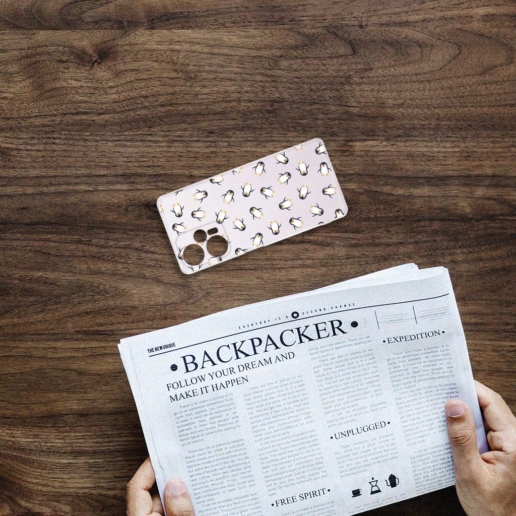 Xiaomi Poco F5 TPU bumper Pinguïn bovenaanzicht