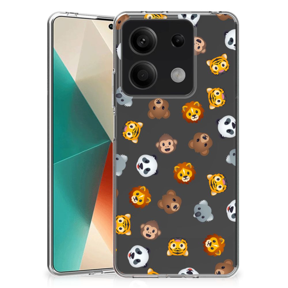 TPU bumper voor Xiaomi Redmi Note 13 5G Dieren Emojis met schattige dieren emoticons 🐻🐼🦁