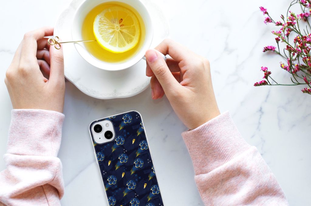 TPU bumper voor iPhone 15 Plus Voetbal met kleurrijk ontwerp en scherpe details 🍋
