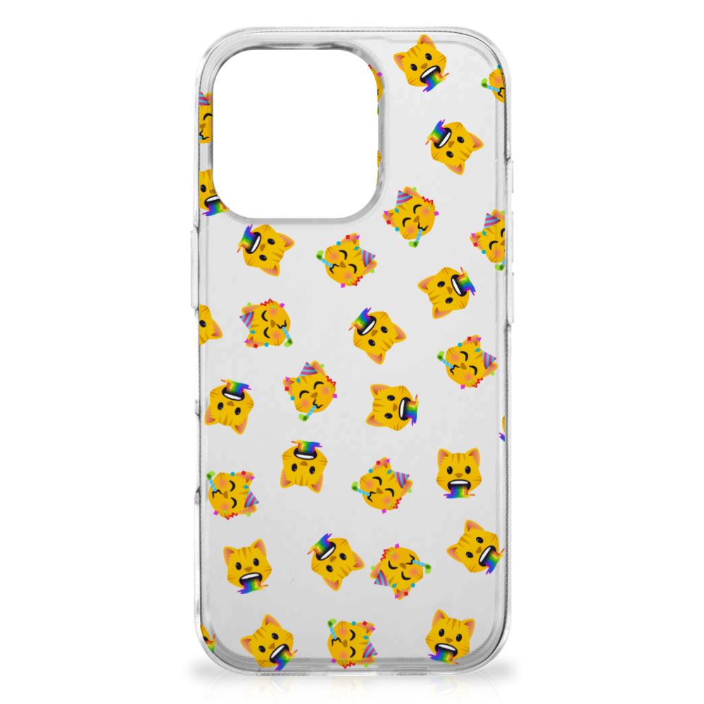Apple iPhone 16 Pro TPU bumper voor iPhone 16 Pro Katten Emojis design katten gezicht aanzicht