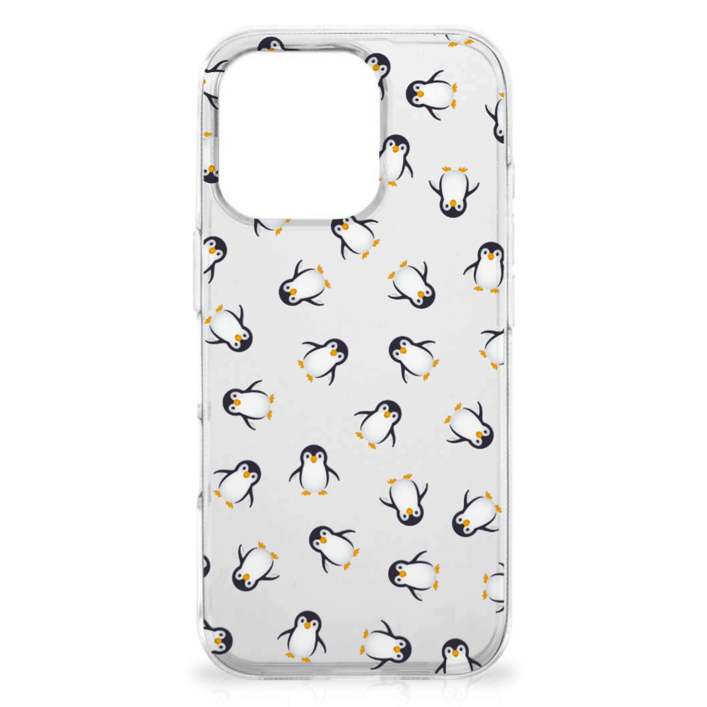 TPU bumper voor iPhone 16 Pro Max Pinguïn pinguïn patroon transparant achterkant