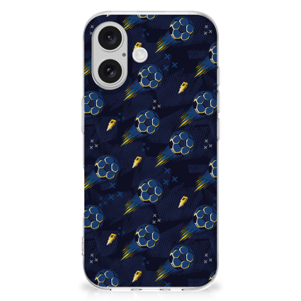 iPhone 16 TPU bumper voetbal design blauw patroon