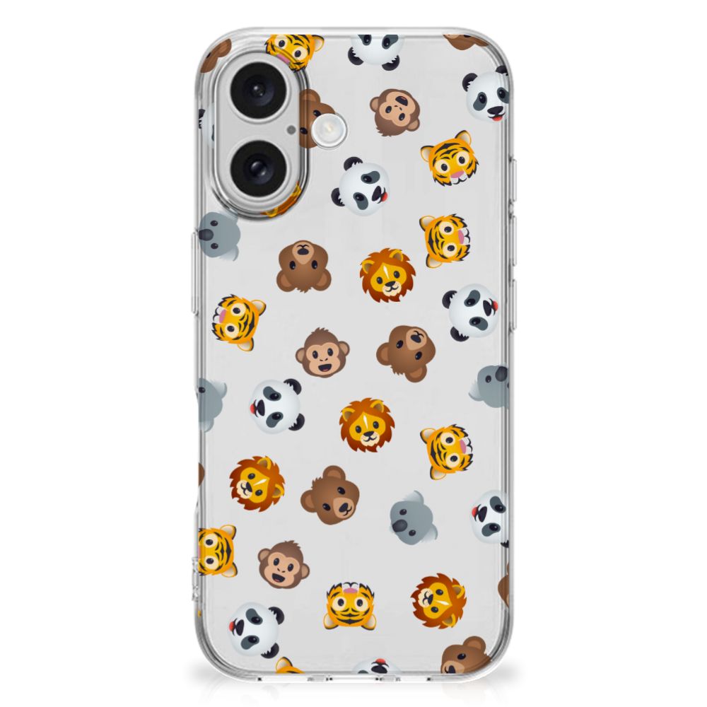 TPU bumper voor iPhone 16 plus Dieren Emojis dieren design achterkant