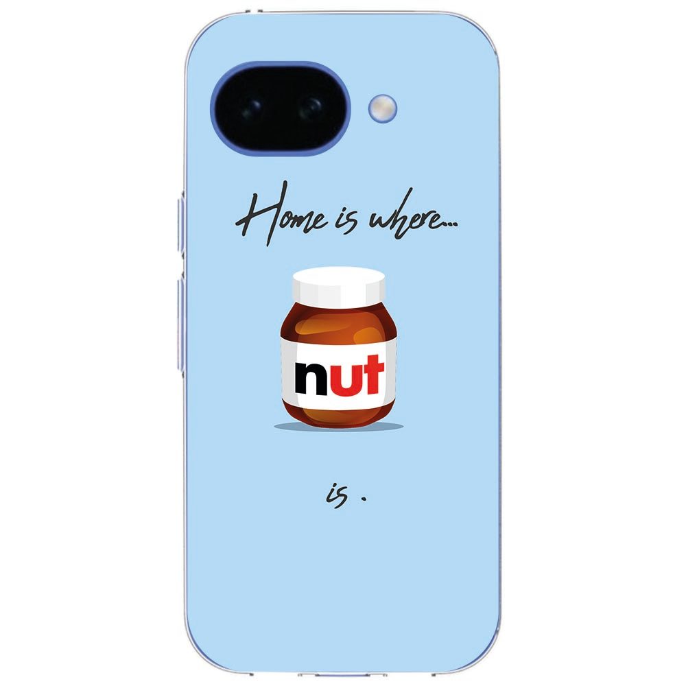 Schuin aanzicht van de Google Pixel 10a met het Nut Home TPU hoesje