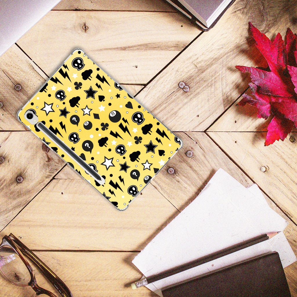 Tablet BackCover Samsung Galaxy Tab S9 Punk Geel bovenaanzicht ontwerp zwart geel