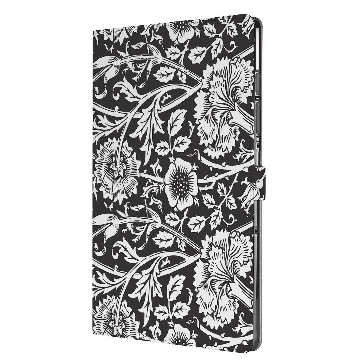 Samsung Galaxy Tab S10 FE Plus Tablet Book Case Black Flowers voorzijde