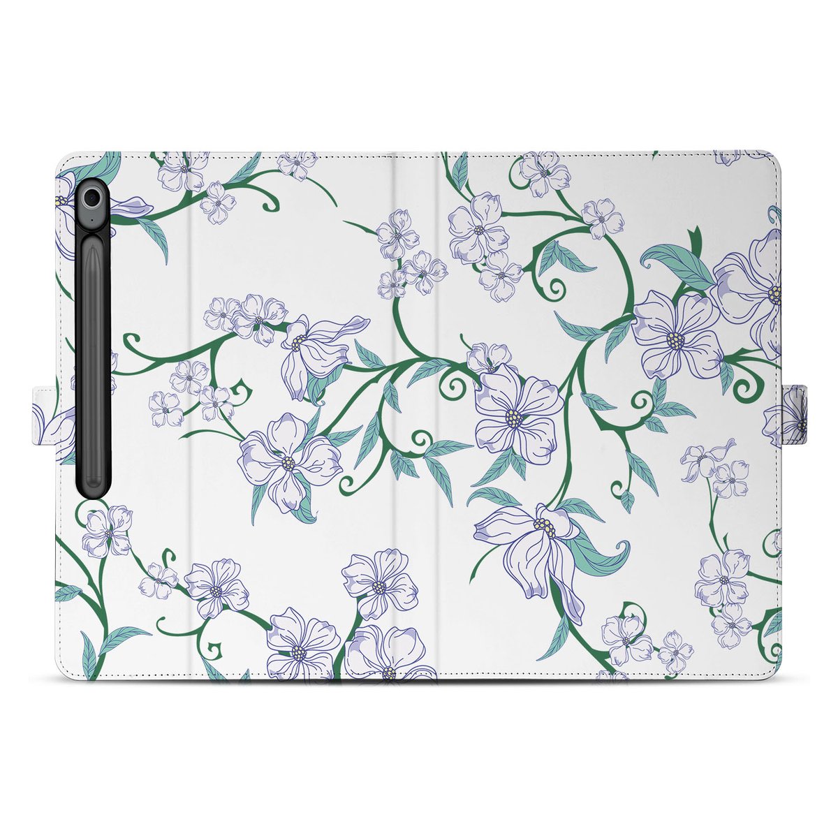 Samsung Galaxy Tab S10 FE Plus Tablet Book Case Blossom White bovenaanzicht bloemenpatroon