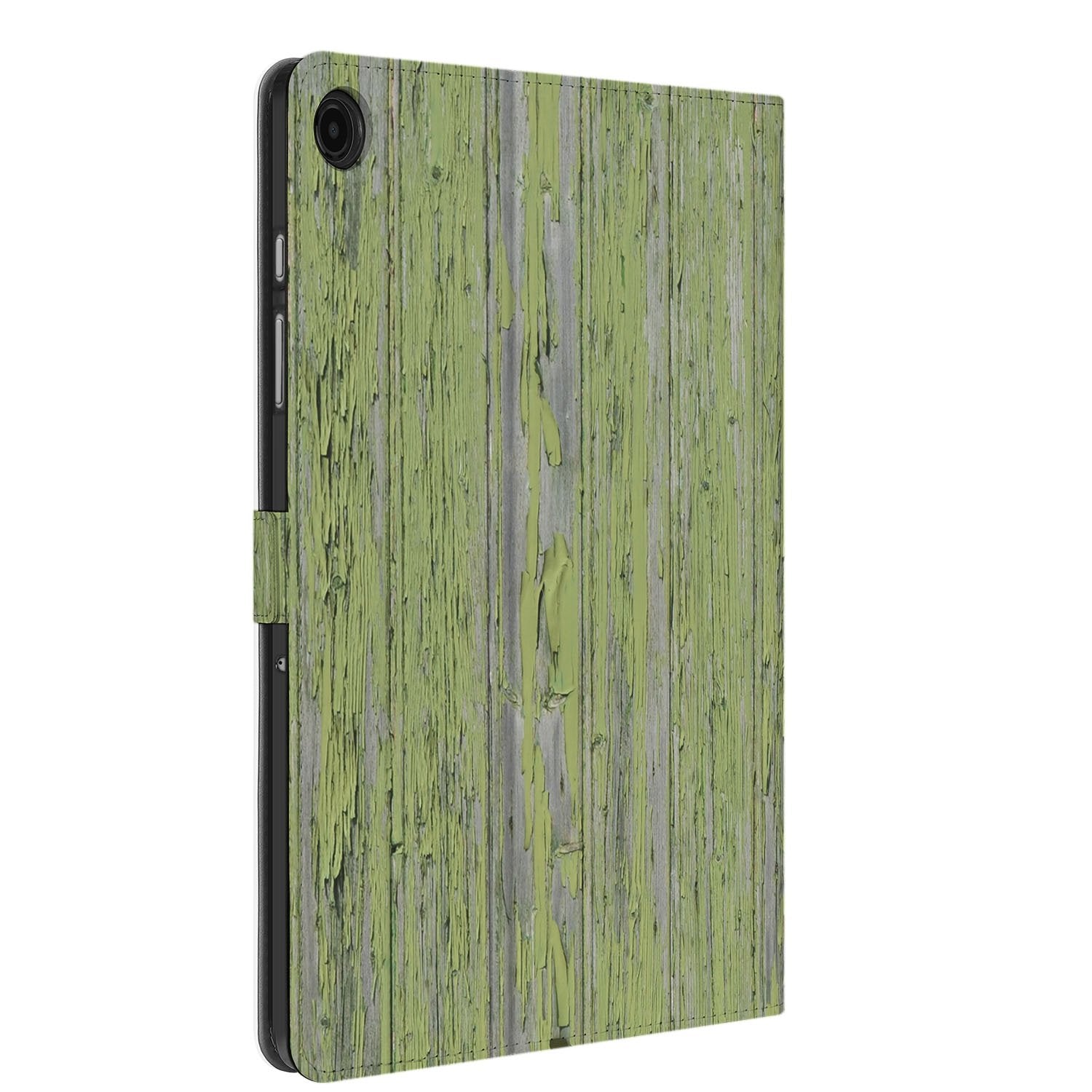 Samsung Galaxy Tab A11 Plus Tablet Book Case Green Wood zijaanzicht gepolijst