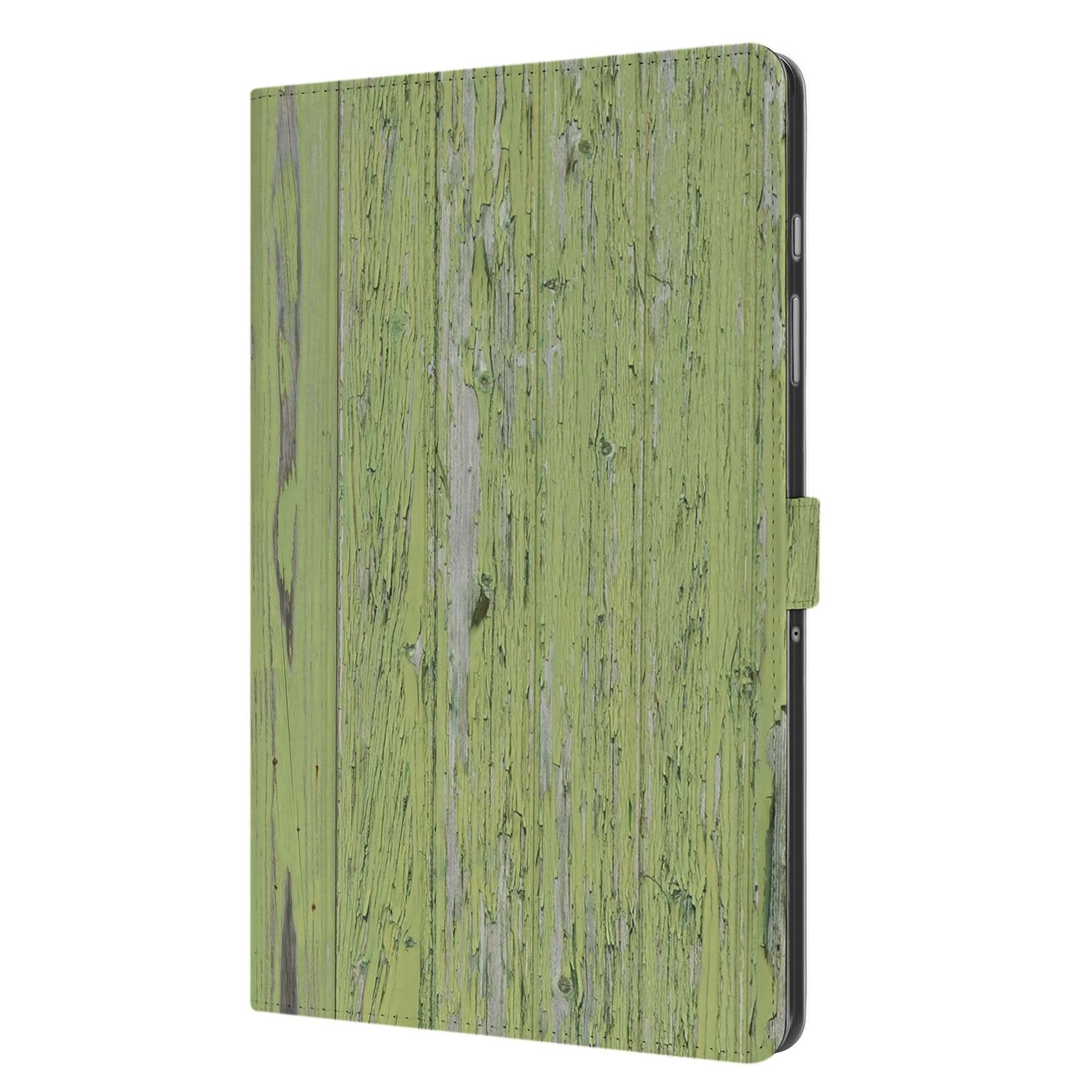 Samsung Galaxy Tab A11 Plus Tablet Book Case Green Wood zijaanzicht