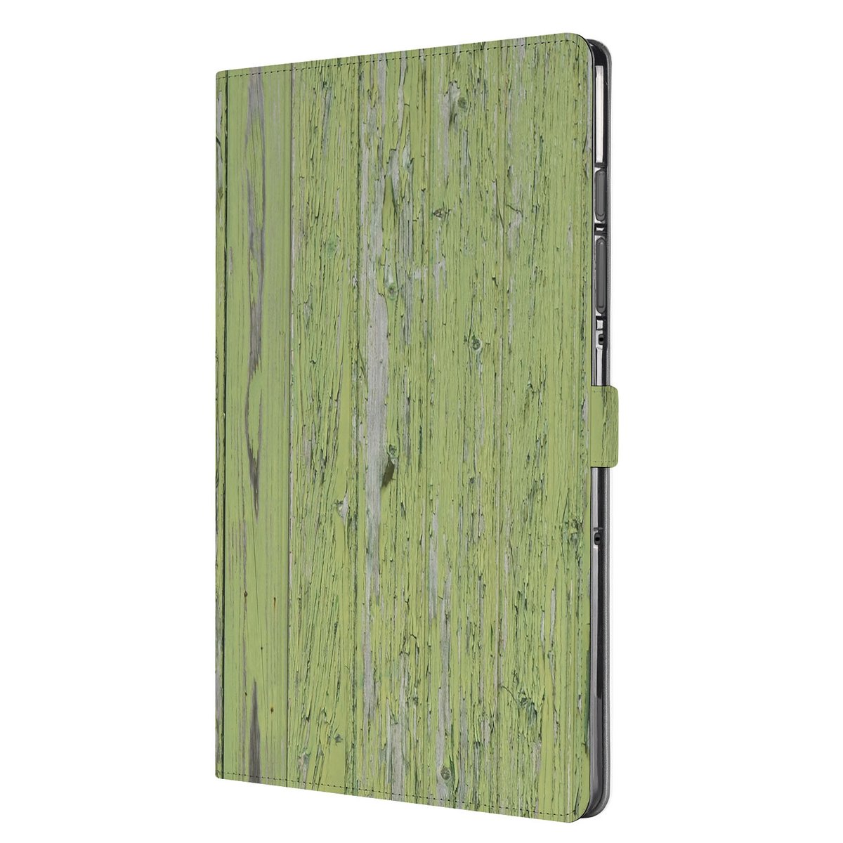 Samsung Galaxy Tab S10 FE Plus Tablet Book Case Green Wood aanzicht zij