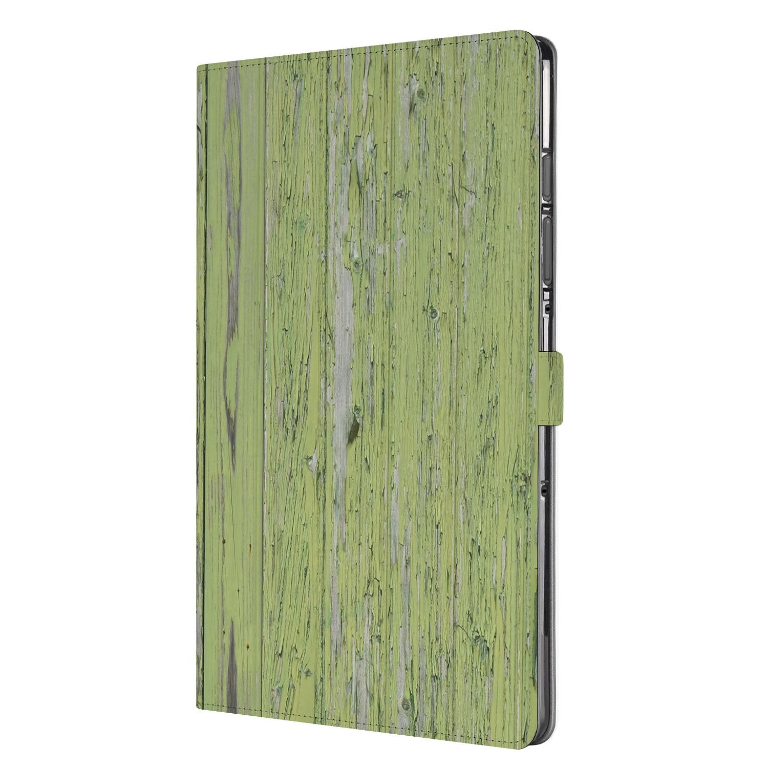 Samsung Galaxy Tab S10 FE | Tab S9 FE Tablet Book Case Green Wood aanzicht