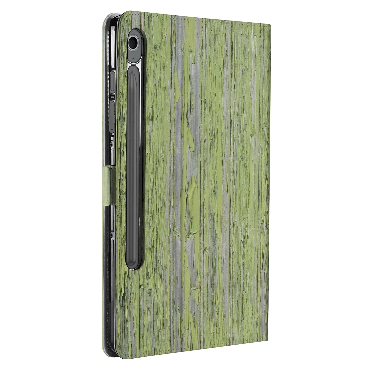 Samsung Galaxy Tab S10 FE | Tab S9 FE Tablet Book Case Green Wood zijaanzicht