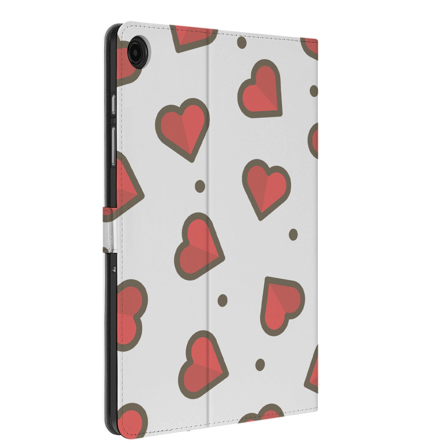 Tablet Book Case Hearts Samsung Galaxy Tab A11 Plus hartjes design zijkant