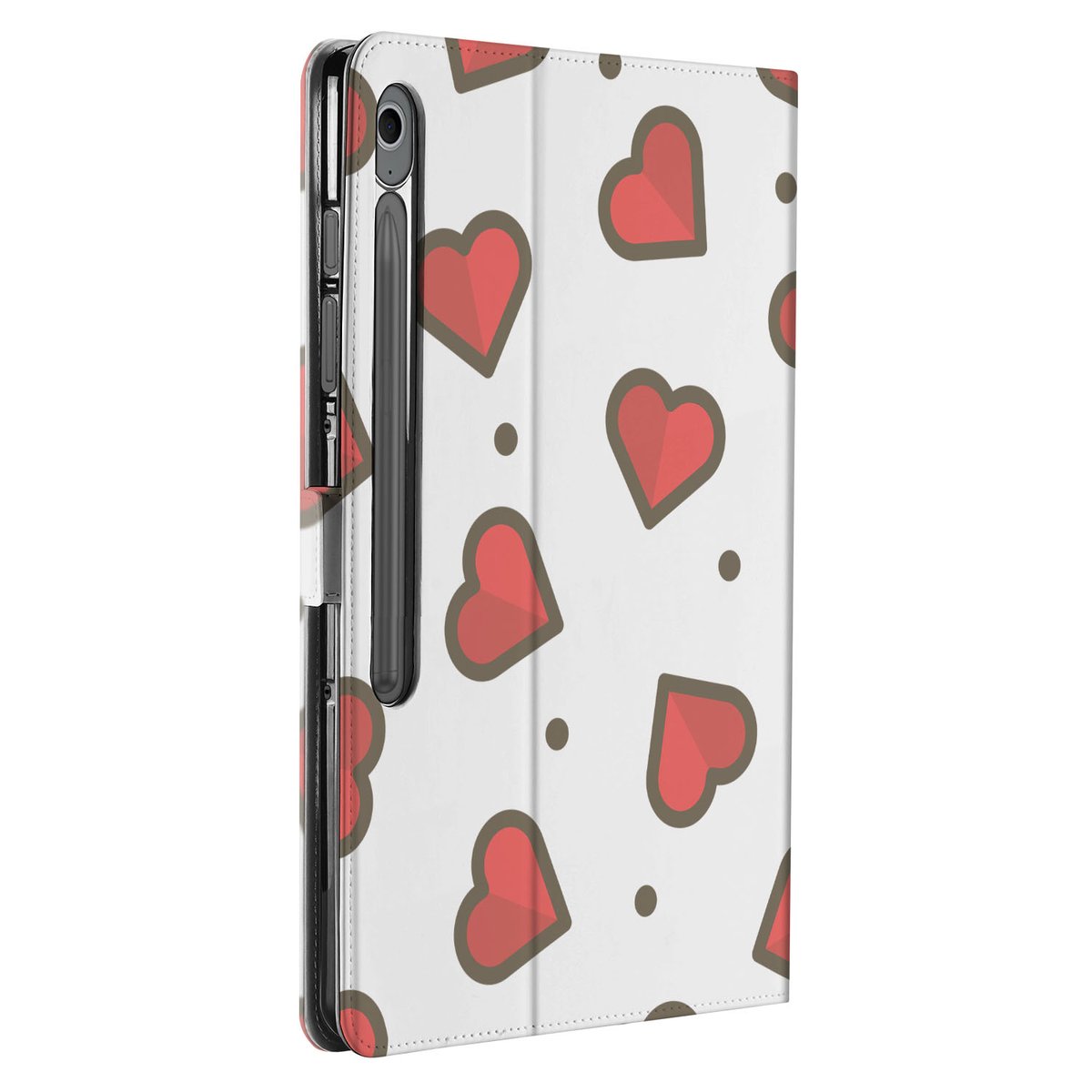 Samsung Galaxy Tab S10 FE Plus Tablet Book Case Hearts zij aanzicht