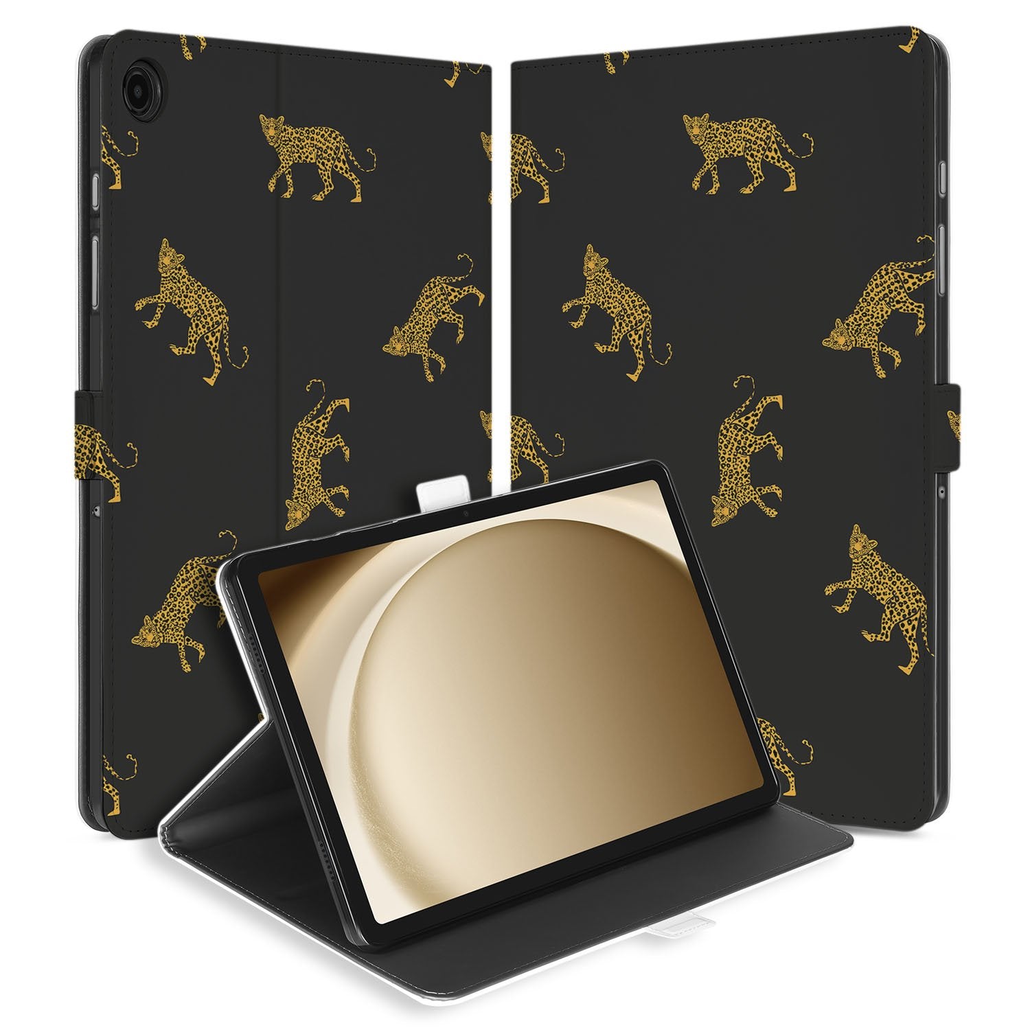 Samsung Galaxy Tab A11 Plus Tablet Book Case Leopard vooraanzicht