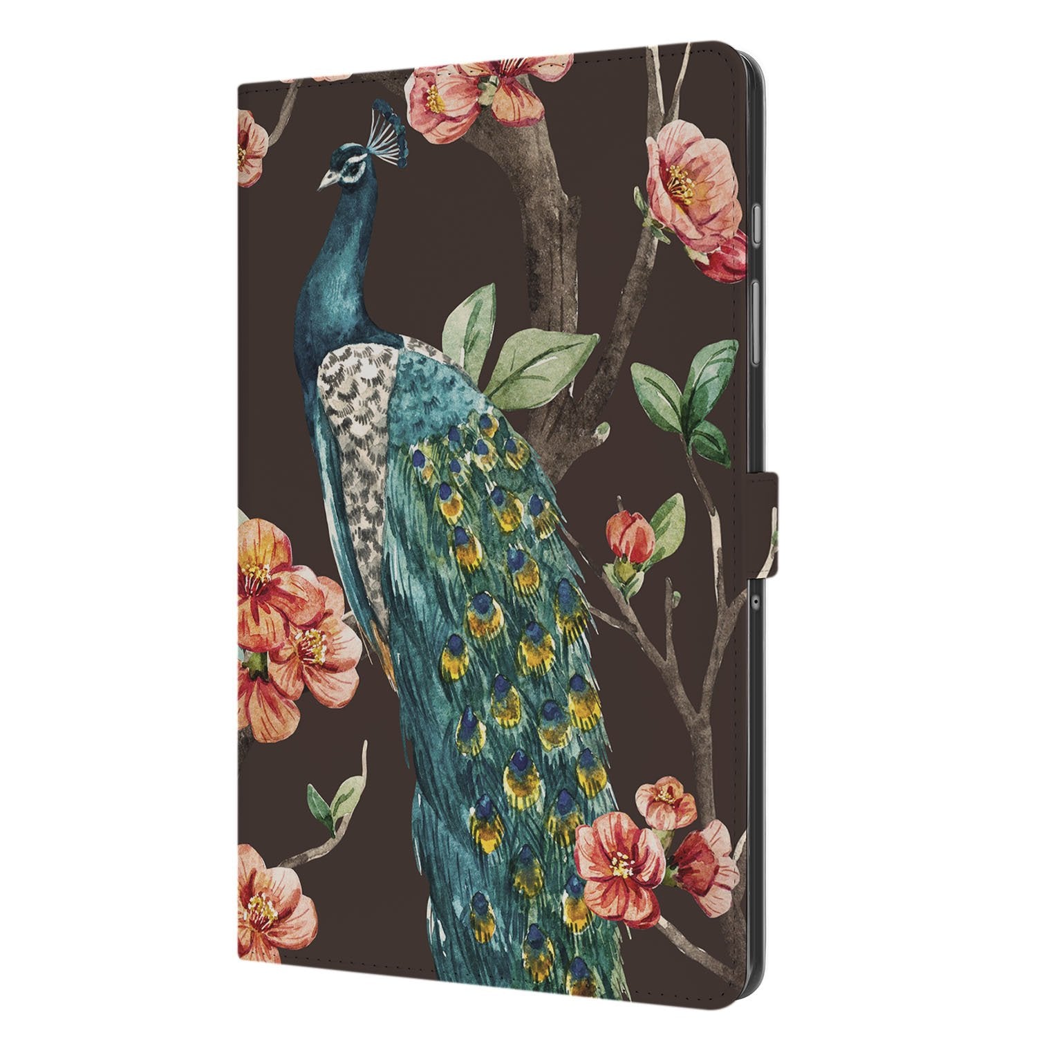 Samsung Galaxy Tab A11 Plus Tablet Book Case Pauw met Bloemen voorzijde