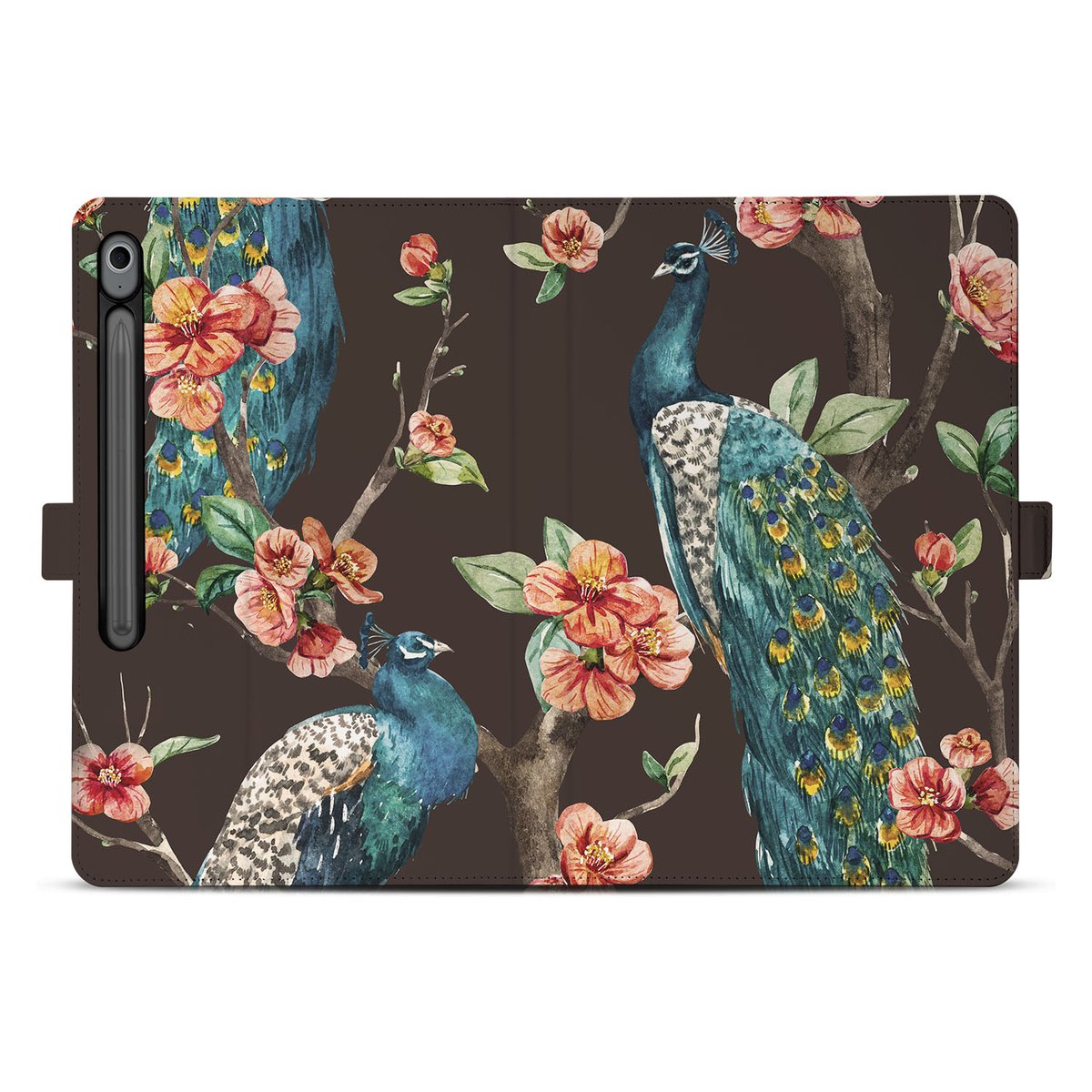 Samsung Galaxy Tab S10 FE Plus Tablet Book Case Pauw met Bloemen voorkant