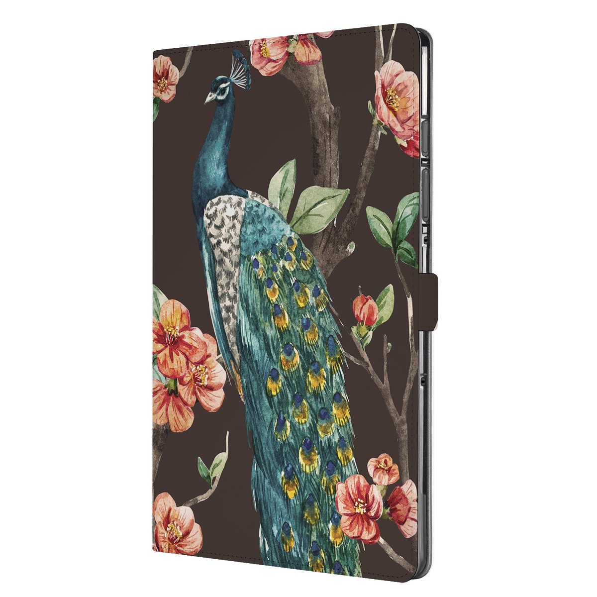 Samsung Galaxy Tab S10 FE Plus Tablet Book Case Pauw met Bloemen voorkant