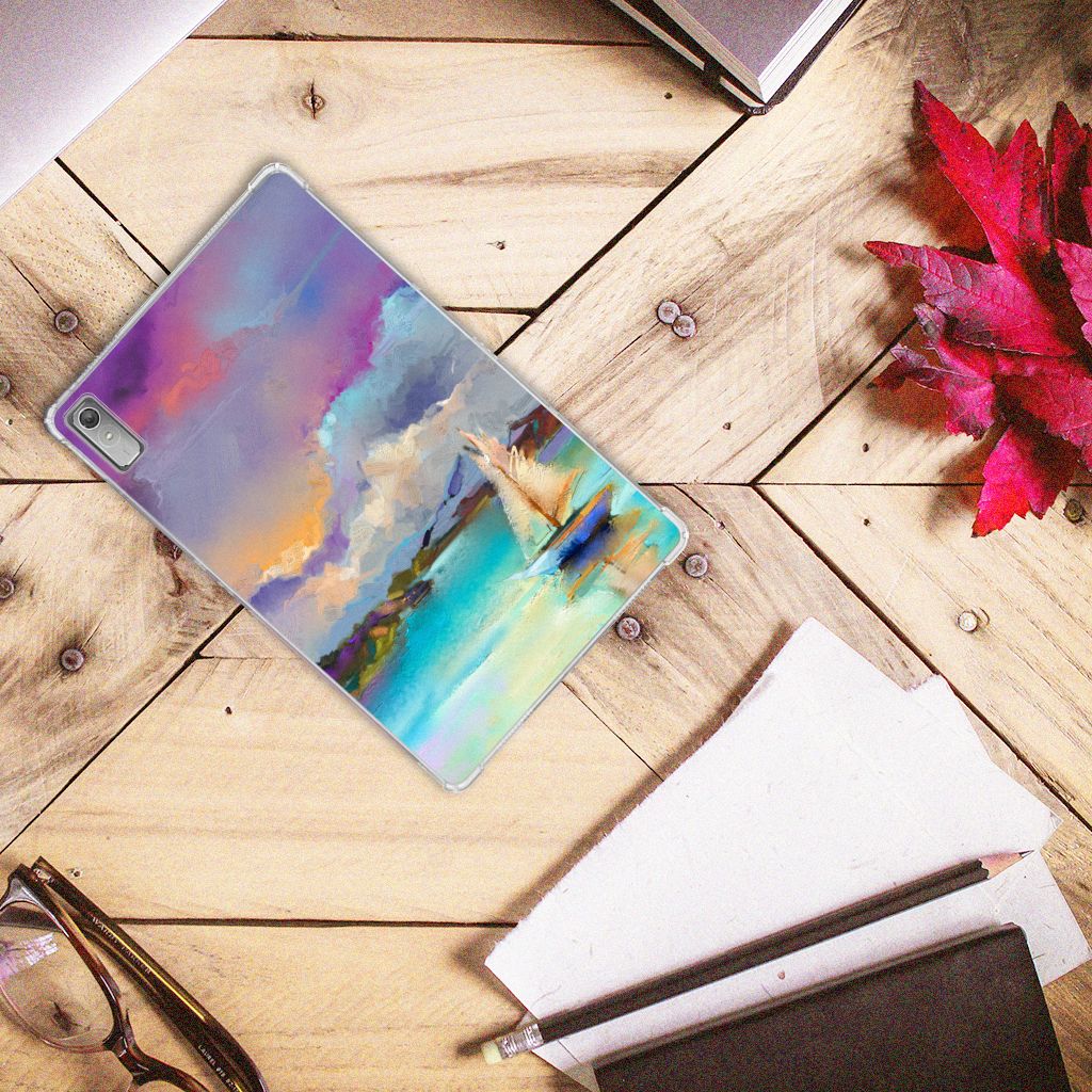 Tablethoes Lenovo Tab P11 Gen 2 Boat abstract schilderij bootje meer