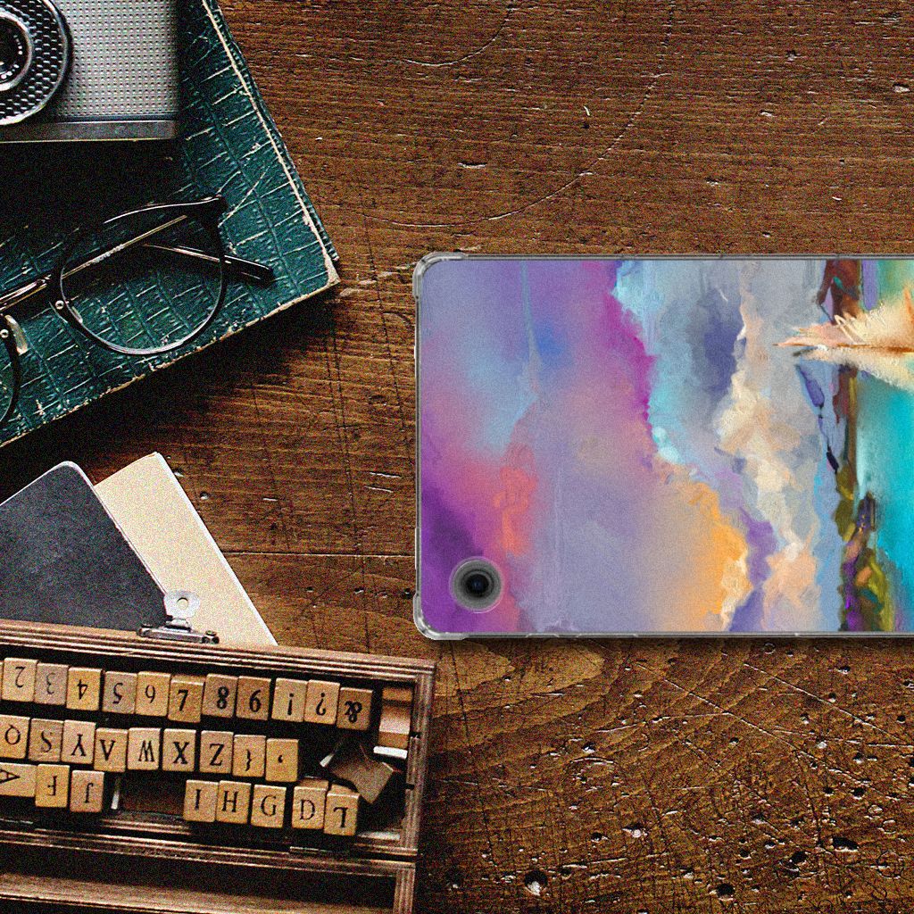 Samsung Galaxy Tab A9 Tablethoes Boat abstract design voorkant.