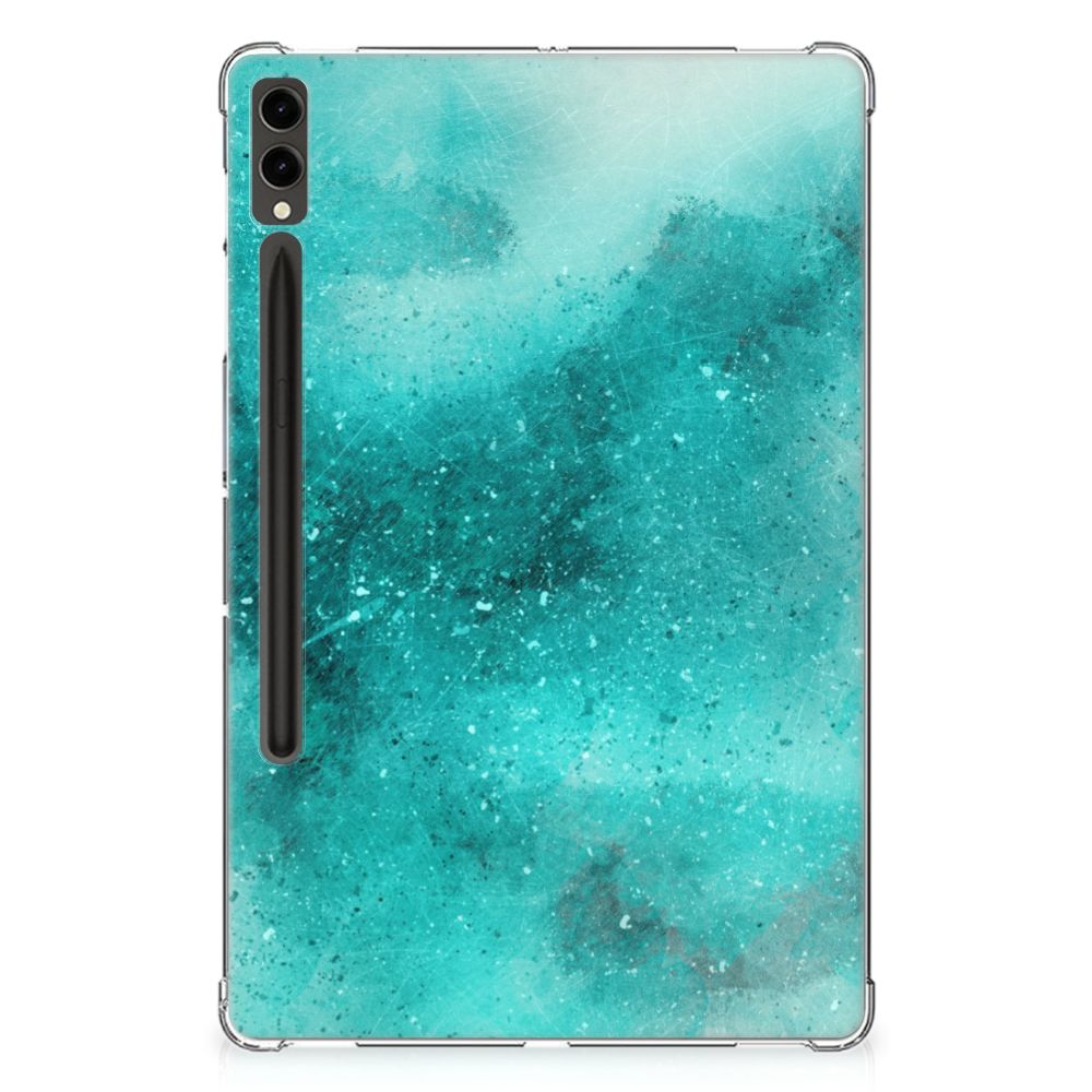 Samsung Galaxy Tab S9 Plus Tablethoes Painting Blue achteraanzicht