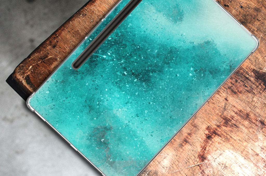 Tablethoes Samsung Galaxy Tab S9 Plus Painting Blue bovenaanzicht